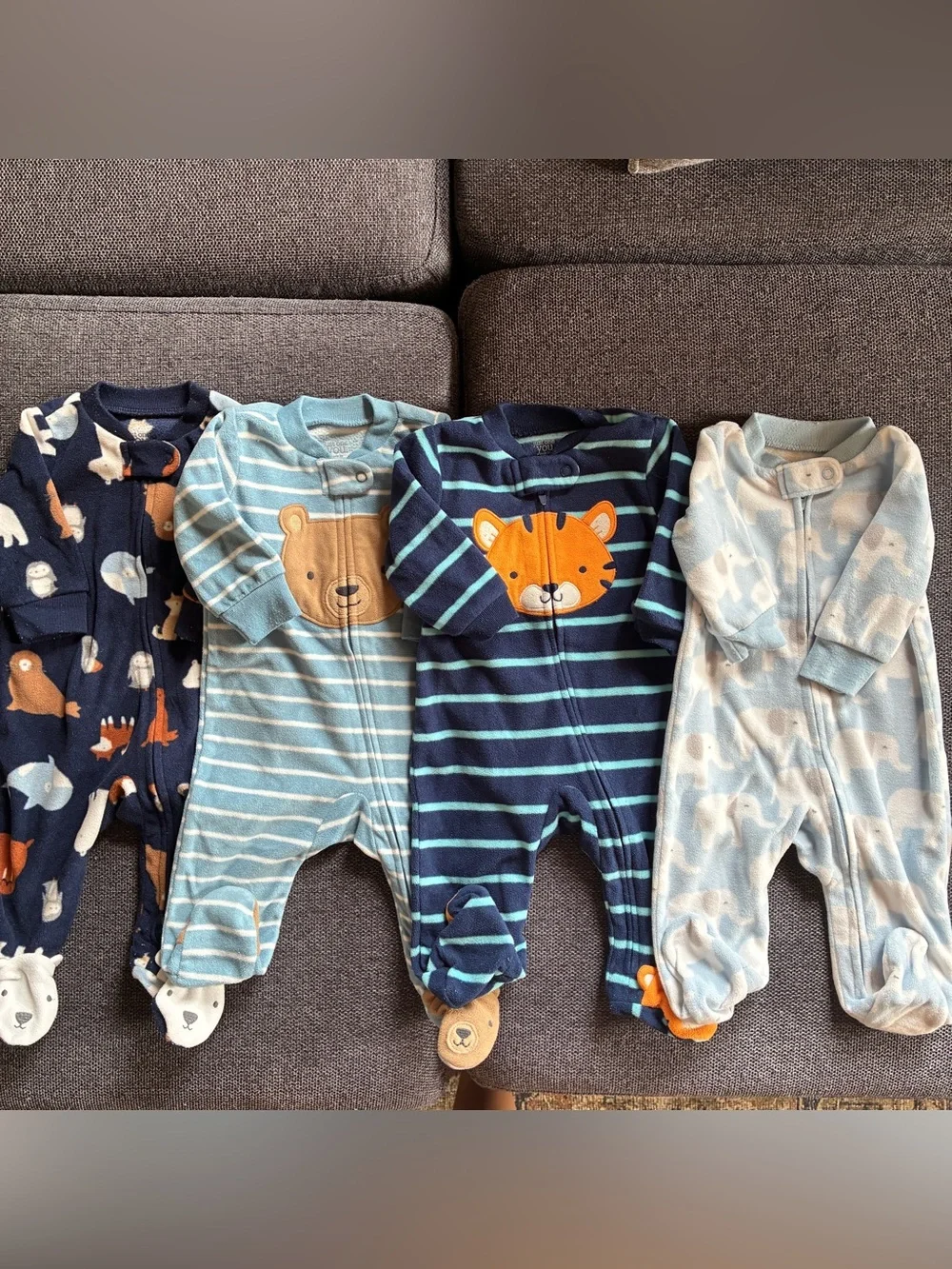 Carter’s Baby Fleece Zip-up Sleep & Play, Pajama Footie Bundle 3M